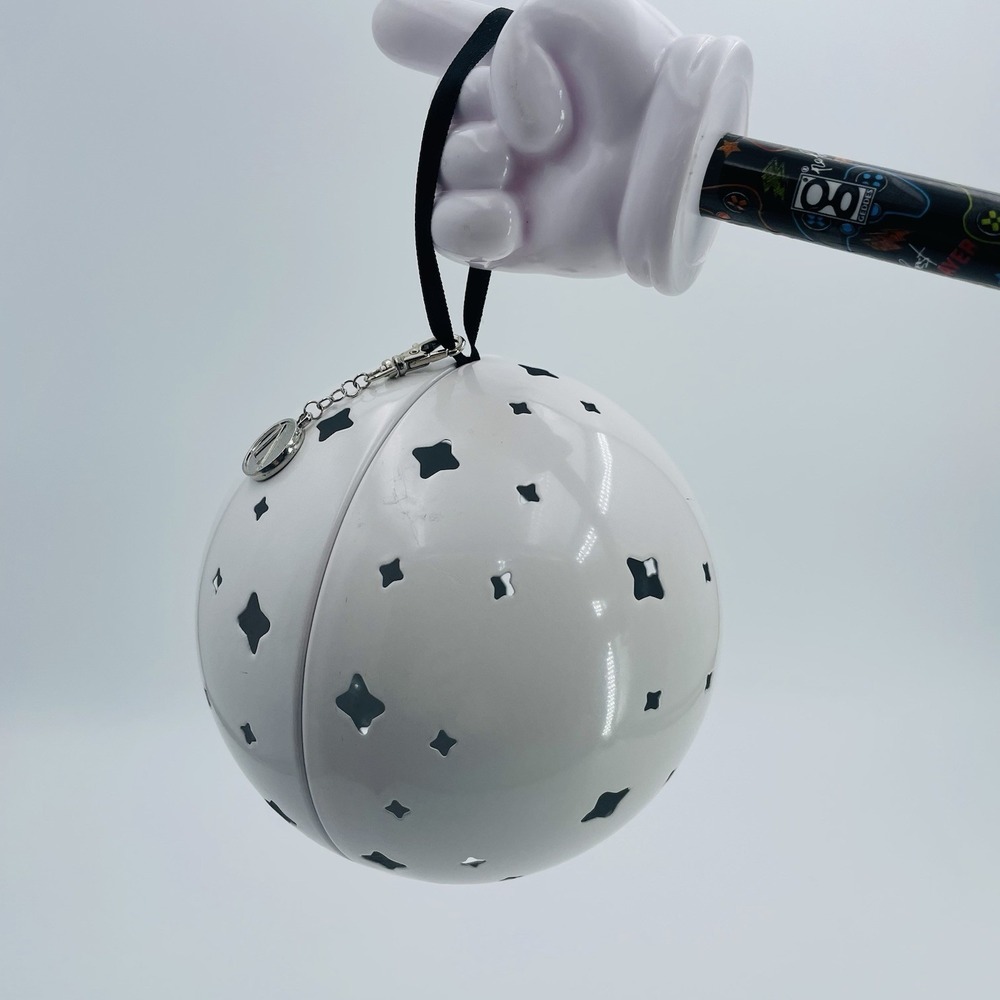 LimeLife by Alcone Holi-Ball Ornament‎ White Star Cutout Metal Sphere Opens